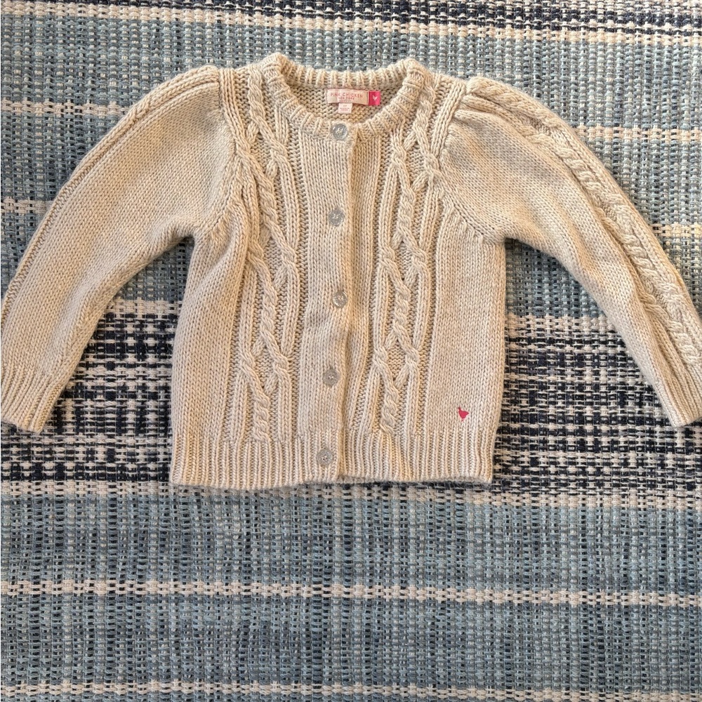 Pink Chicken Cream Cable Knit Cardigan